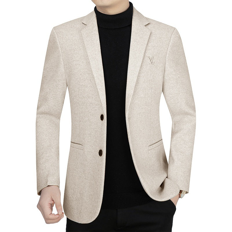 Herren Slim-Fit Sakko im Filzlook mit minimalistischen Pattentaschen EB