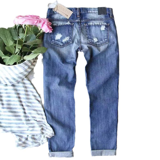 Damen Skinny Jeans mit auffälligen Totenkopf-Mustern EB