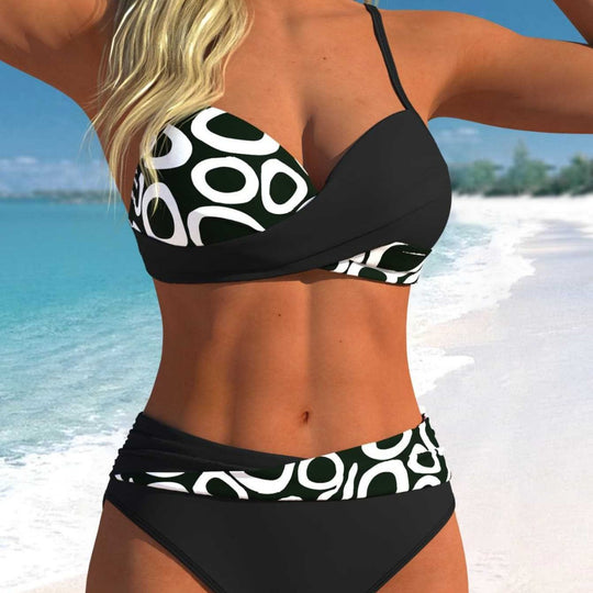 Damen Bikini-Set mit verführerischem Wickeldesign und hübschem Muster EB