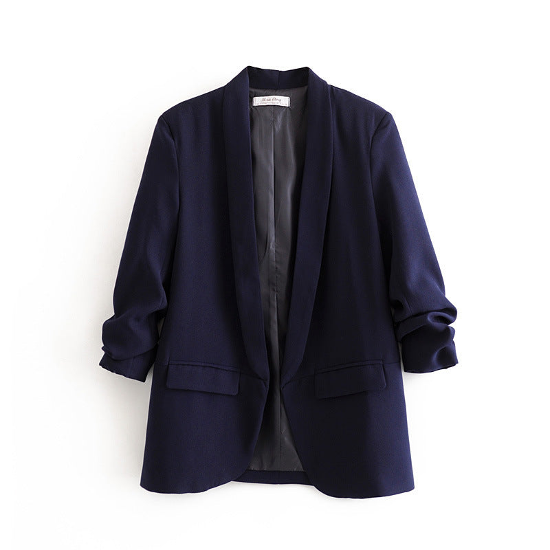 Damen eleganter Blazer mit gekrempelten Ärmeln und praktischen Taschen EB
