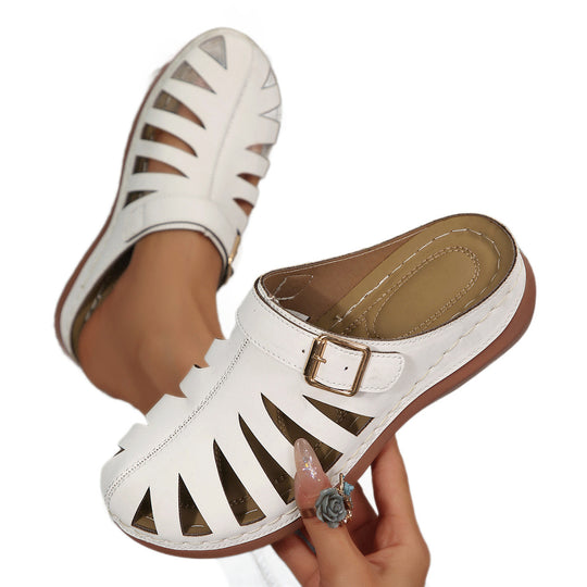 Damen Slipper‑Sandalen mit geschlossener Zehenkappe, Cut‑Out‑Design und verstellbarer Schnalle EB