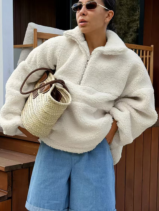 Damen Fleece-Pullover mit hohem Kragen EB