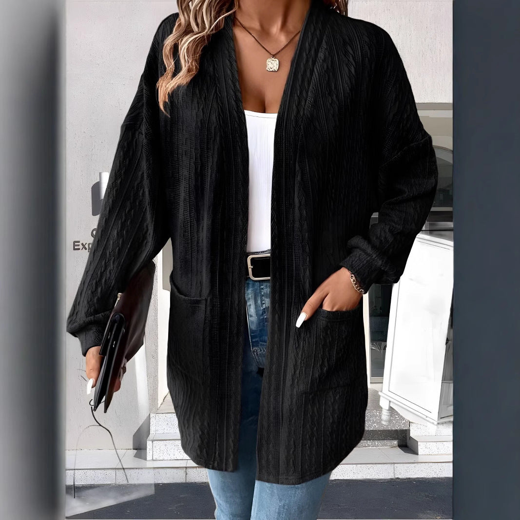 Damen lässige Strickjacke mit Taschen EB