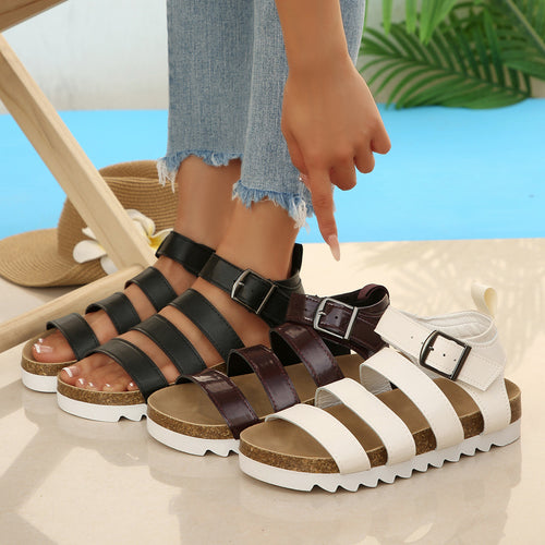 Damen Riemchen-Sandalen mit verstellbaren Schnallen und komfortabler Sohle EB