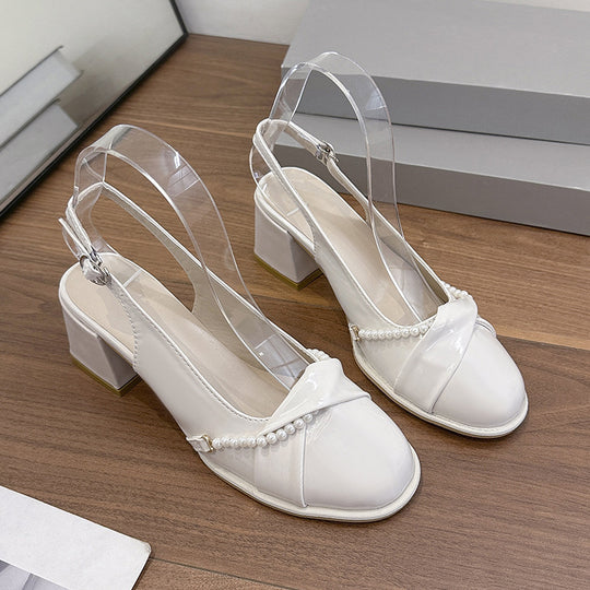 Damen elegante Slingback-Pumps mit Perlenakzent EB