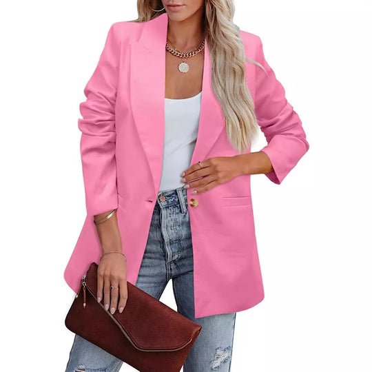 Damen Eleganter Freizeitblazer mit Lässigem Schnitt und Zwei Taschen EB