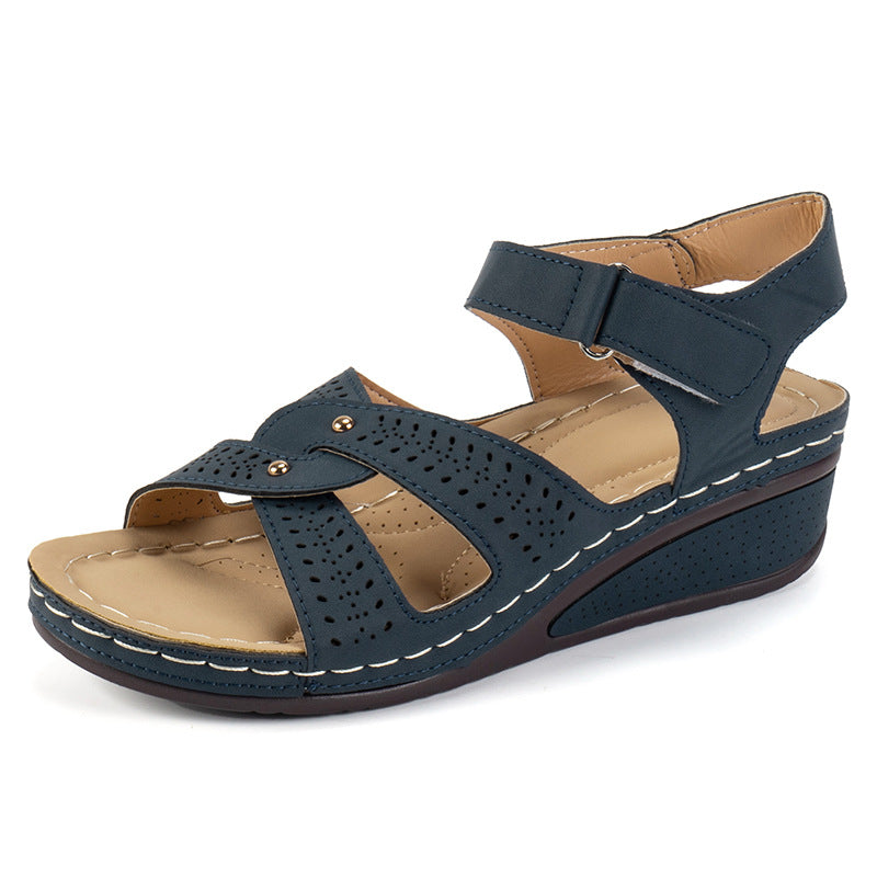 Damen Komfortable und modische Sandalen mit verstellbaren Klettverschlüssen und anatomischer Fußbettung EB