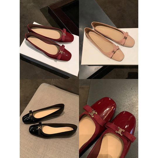 Damen elegante Ballerinas mit modischer Schleifenverzierung EB