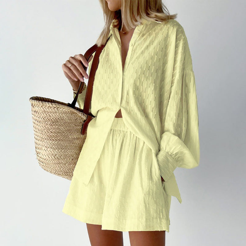 Damen Lässiges Oberteil und Shorts Set mit luftiger Passform EB