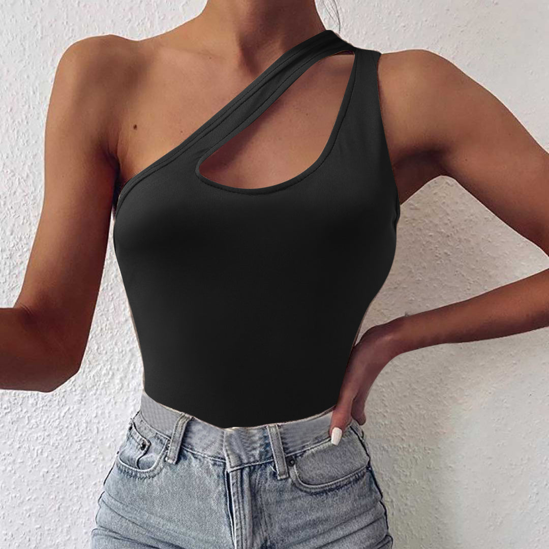 Damen asymmetrisches Bodysuit mit modischem Cut-Out EB