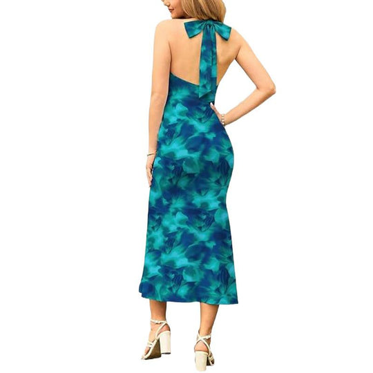 Damen Maxikleid mit floralem Design und spaghettiträgerschnitt EB