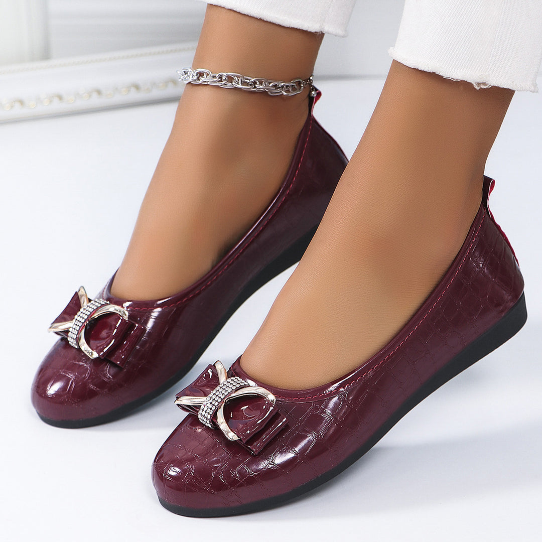 Damen  filigrane Ballerina-Slipper mit dekorativer Schleifenapplikation und gepolsterter Komfortsohle EB