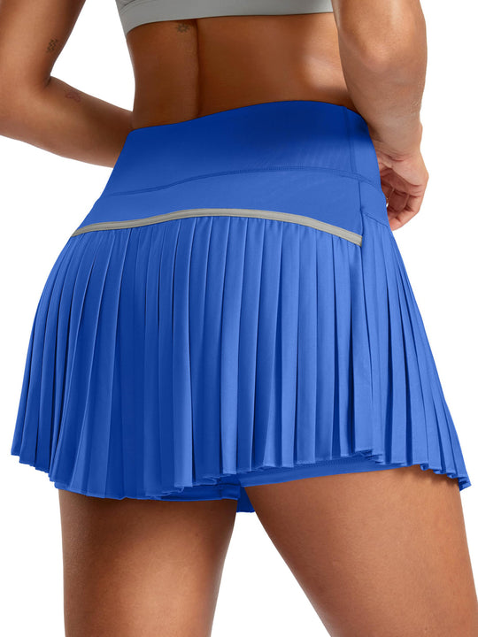 Damen Sportlicher Plisseerock mit integrierten Shorts EB