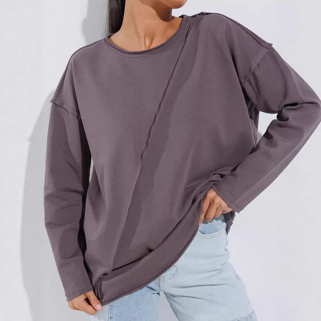 Damen Oversized Longsleeve mit schräger Naht und überschnittenen Schultern EB