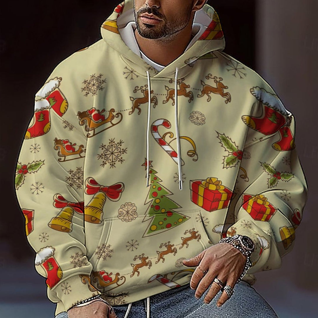 Herren Weihnachts-Hoodie mit farbenfrohem grafischen Design und bequemer Passform EB