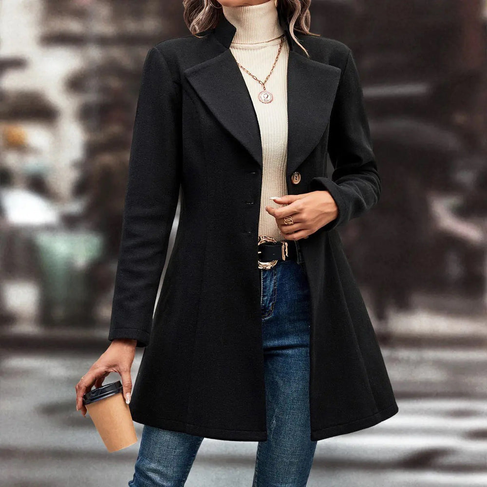 Damen Elegante Wool-Langjacke EB