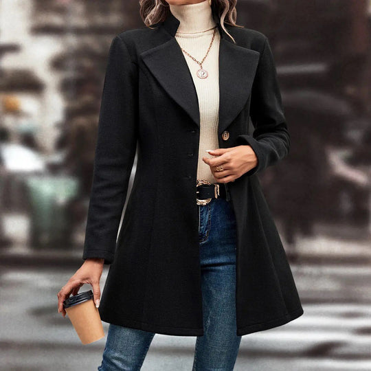 Damen Elegante Wool-Langjacke EB