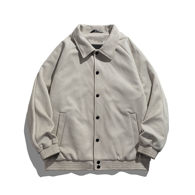 Men's  oversized suede-effect snap bomber jacket EB