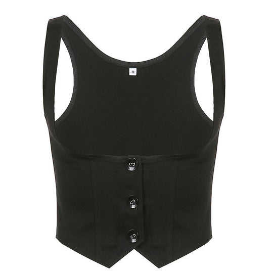 Damen Modisches Crop-Top mit eleganten Knopfdetails und tailliertem Schnitt EB