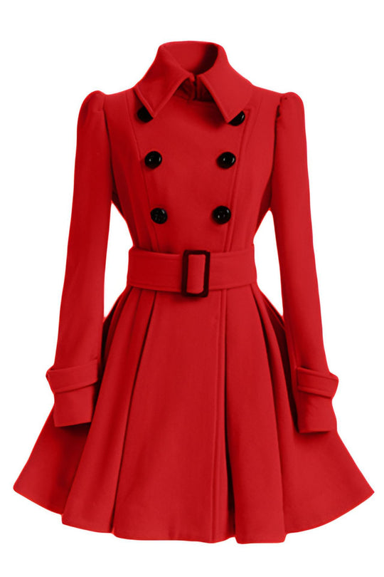 Damen eleganter Trenchcoat mit tailliertem Schnitt und dekorativen Knöpfen EB