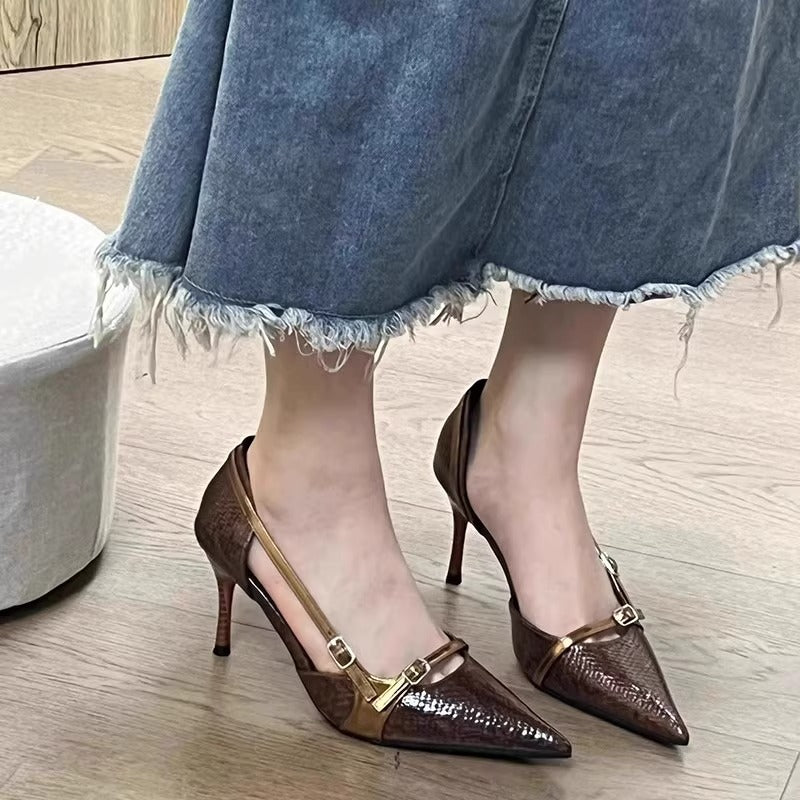 Damen schicke Stiletto-Pumps mit dezentem Riemendesign EB