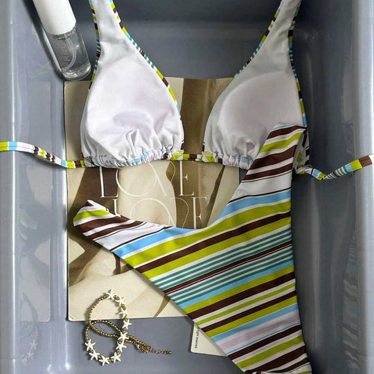 Damen Triangel-Bikini mit hoch geschnittenem Unterteil EB