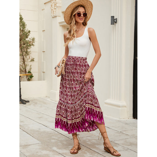 Damen Bohemian Stufen Maxi Rock EB