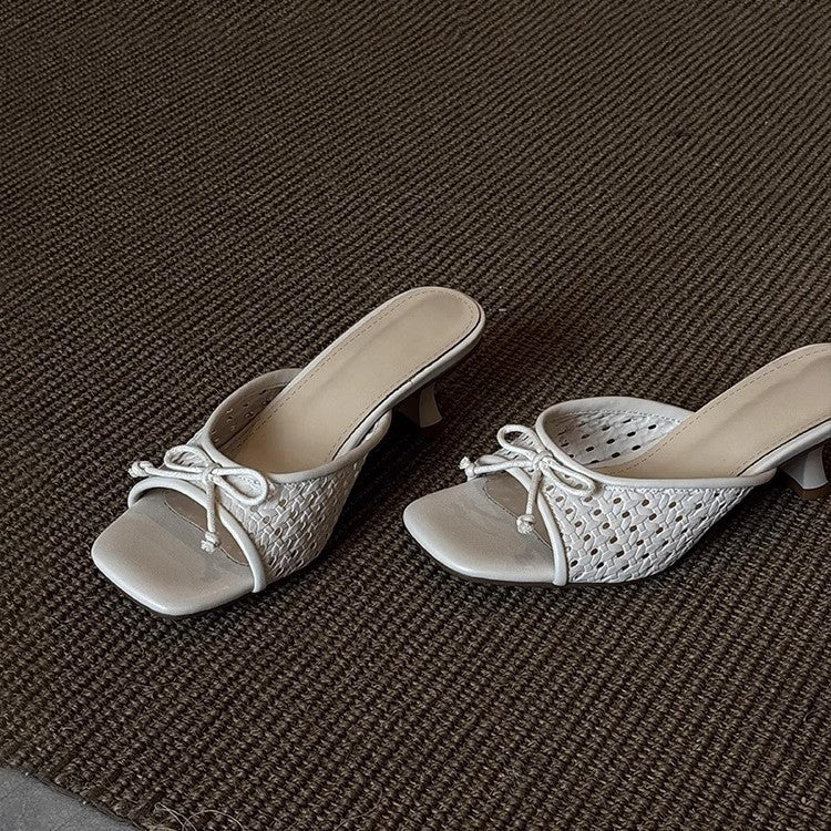 Damen modische Mules mit elegantem Schleifen-Design und komfortablem Absatz EB