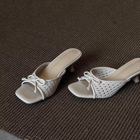 Damen modische Mules mit elegantem Schleifen-Design und komfortablem Absatz EB