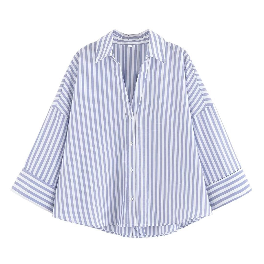 Damen Hemdblusenshirt mit lässigem Schnitt und eleganten 3/4-Ärmeln EB