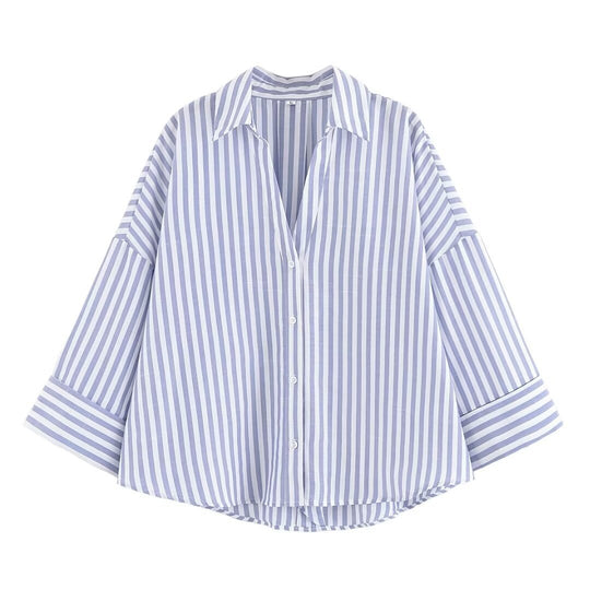 Damen Hemdblusenshirt mit lässigem Schnitt und eleganten 3/4-Ärmeln EB