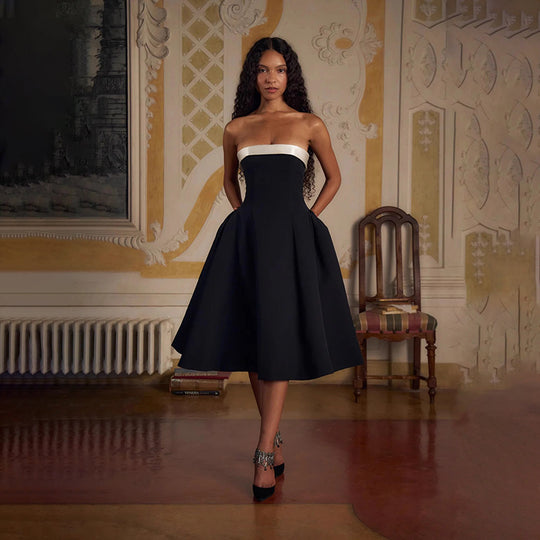 Damen Elegantes Midi-Ballkleid mit schwingendem Rock EB