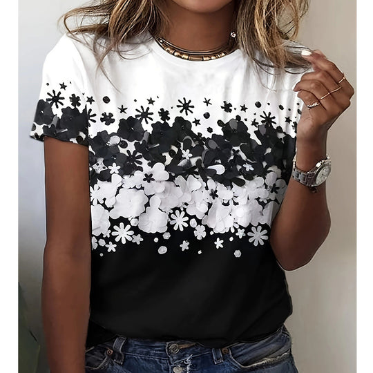 Damen T-Shirt mit floralem Design und modernem Schnitt EB