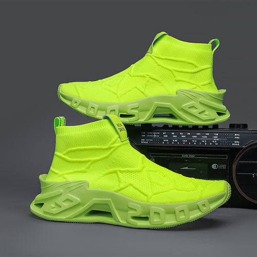 Damen Komfortable Strick-Sneaker mit hohem Schaft und flexiblem Design EB