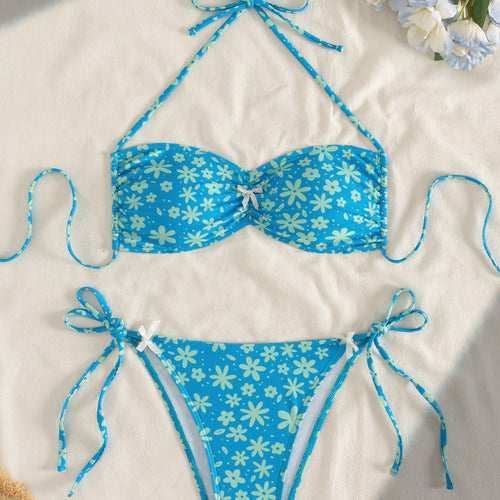 Damen Bandeau-Bikini mit floralen Akzenten EB