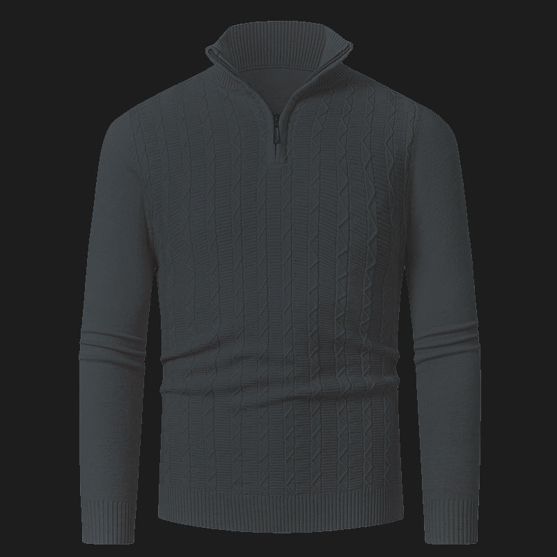 Herren Strickpullover mit modernem Kragen und Reißverschluss EB