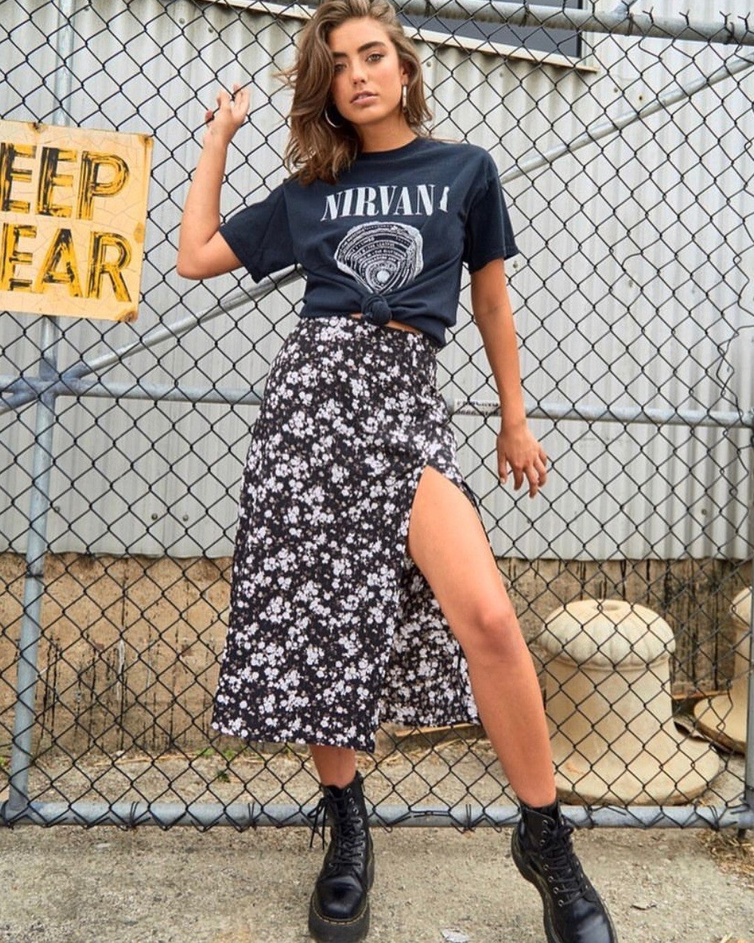 Damen Midirock mit tierischem Print EB