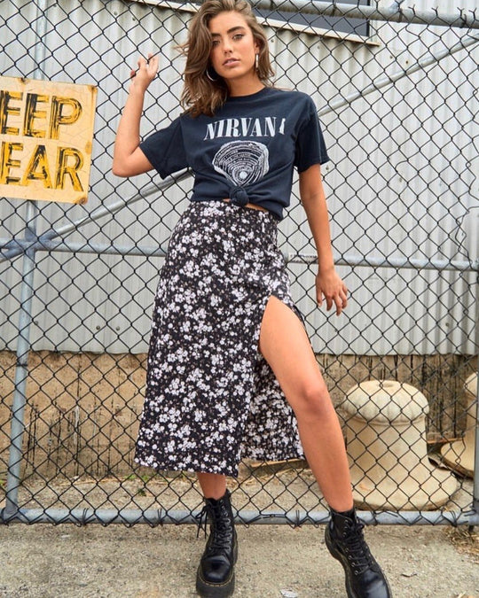 Damen Midirock mit tierischem Print EB