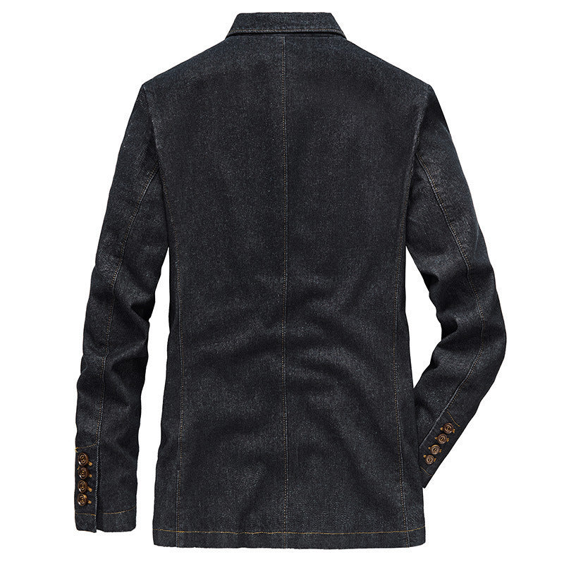 Herren Denim-Sakko im taillierten Casual-Schnitt mit aufgesetzten Taschen und Reverskragen EB
