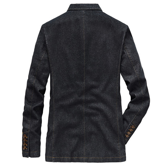 Herren Denim-Sakko im taillierten Casual-Schnitt mit aufgesetzten Taschen und Reverskragen EB