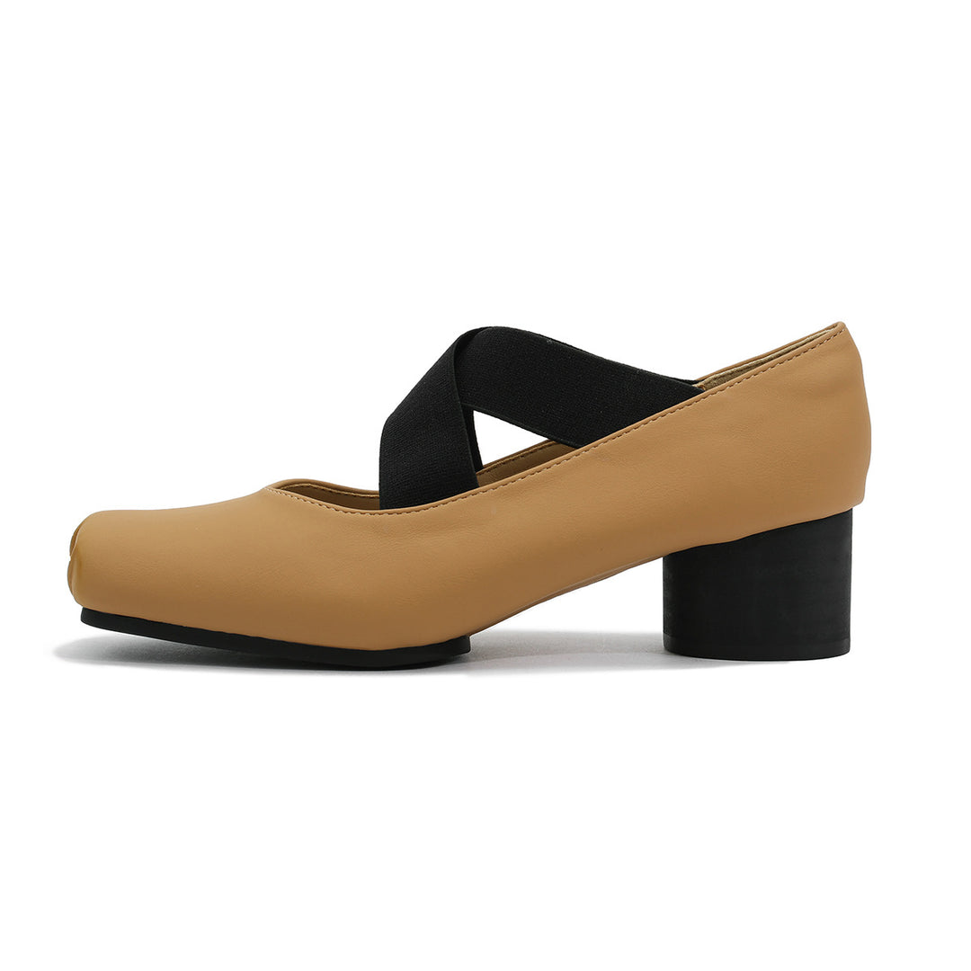 Damen elegante Ballerinas mit elastischen Riemen und glänzender Leder-Oberfläche EB