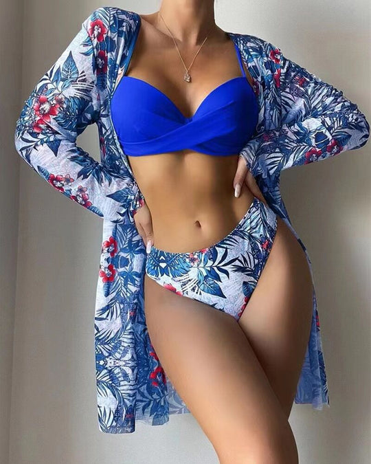 Damen Bikini-Set mit floralem Cover-Up EB