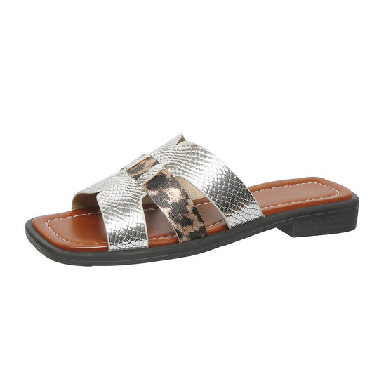 Damen Sandalen im modernen Tierprint mit elegantem Metallic-Finish EB