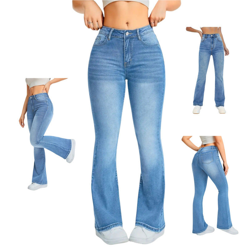 Damen Bootcut Jeans mit hohem Bund und moderner Waschung EB