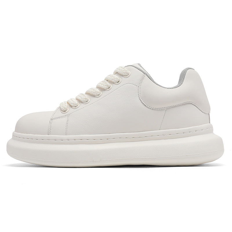 Damen Komfortable Leder Sneakers mit dicker Sohle EB