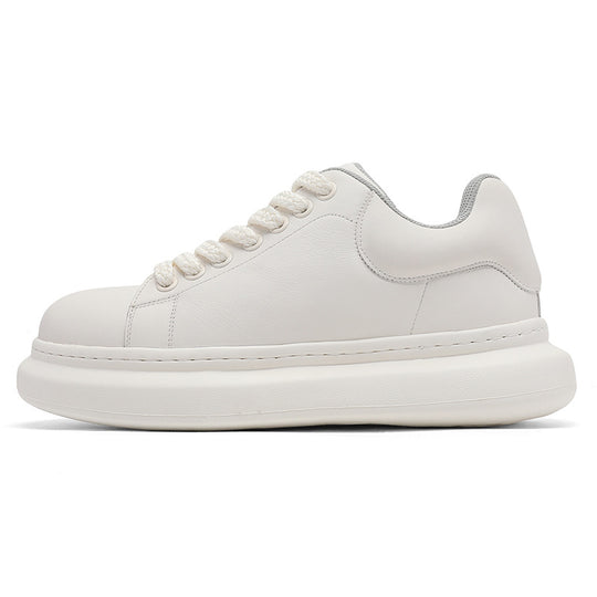 Damen Komfortable Leder Sneakers mit dicker Sohle EB