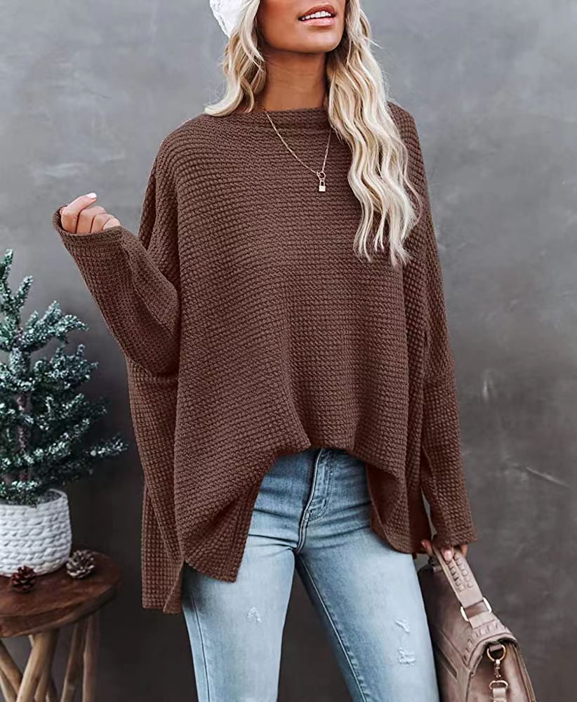 Damen lässiger Off-Shoulder Pullover im Strukturdesign EB