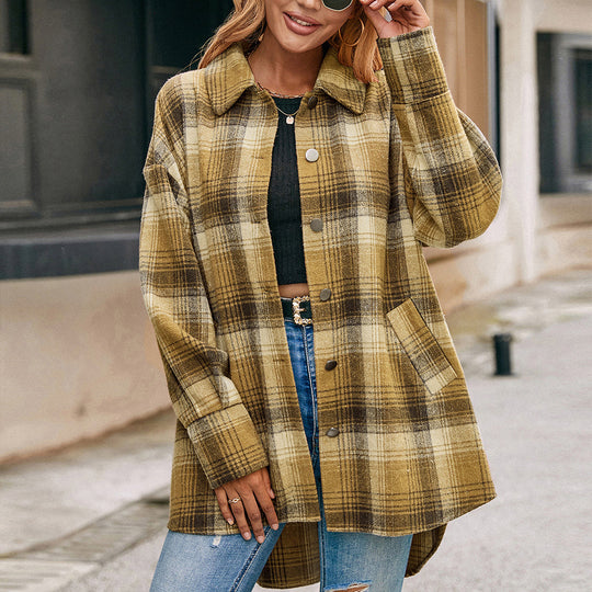 Damen Wollmantel im tartan Design EB