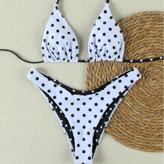 Damen Triangel-Bikini-Set mit modischem Punkte-Design EB