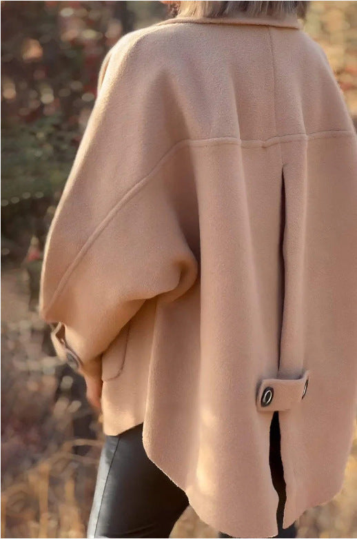 Damen modische und warme Wollejacke mit praktischen Taschen EB